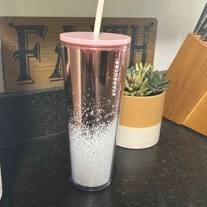 Venti pink and white sparkle Starbucks cup